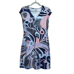 TITLE NINE Women’s Active  Dress Diamalete M Floral Cap Sleeve V-Neck Floral